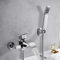 Badewannenarmatur mit Handbrause, WOOHSE Badewannenarmatur Wasserfall mit Brause mit Umsteller Aufputz, Wannenarmatur Mischbatterie Badewanne mit Wasserfall Auslauf inkl. Wandhalterung, Chrom