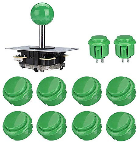 SagaSave Arcade Games Kit di parti fai da te, kit per controller di gioco per PC con 1 joystick arcade 10 pulsanti arcade - verde