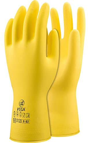 UCi Vega™ 30 cm Latexhandschuh, leicht, robust, geprägt, Powergrip™ Gummihandschuhe, Gelb oder Blau (10/XL, Gelb), 10 Stück