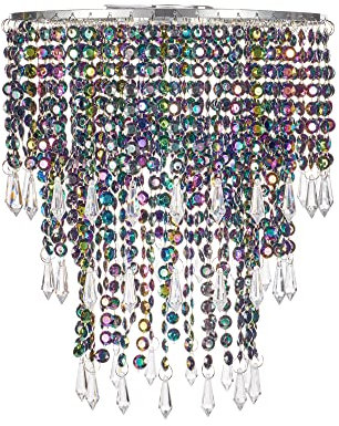 Waneway Kronleuchter Kristall Lampenschirm für Deckenleuchte, Pendelleuchte Schatten mit Acryl Juwelen Tröpfchen für Schlafzimmer, Wohnzimmer, Flur, Hochzeits oder Party, Durchmesser 22 cm, Mehrfarbig