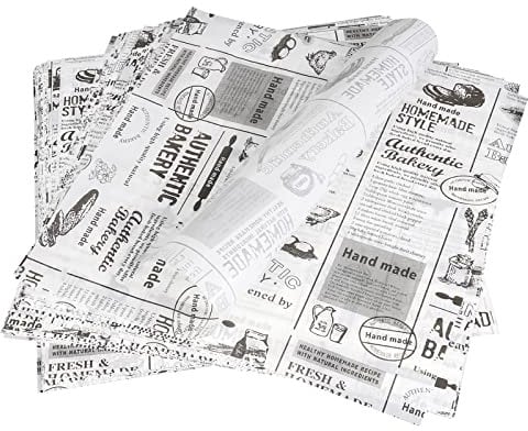 XiYee 100 Blatt Deli Papierblätter 25 * 25cm, Sandwich Wrap Papier Einweg Fettdichte Papierblätter Lebensmittelkorb Liner für Pommes Frites Burger Kuchen (B)