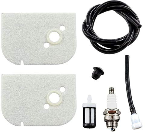 MCHNIC 2 x Air Filter with Spark Plug Fuel Hose Petrol Filter for STIHL 009 009L 010 011 012 St600 Chainsaw # 1120 120 1600, 1120 124 0800