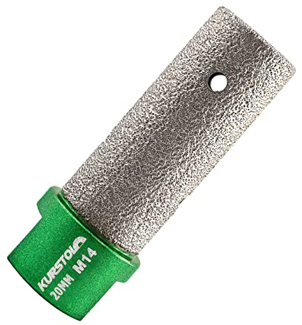 KURSTOL Broca de diamante para dedo – Diámetro 20 mmXM14 diamante dedo fresado bits para ampliar la forma de bisel redondo agujero existente de porcelana, cerámica dura, granito, mármol plano