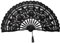 burkfeeg Black Lace Hand Folding Fan, Design Folding Hand Fans Womens Lace Fan Vintage Wedding Fan Women Spanish Hand Fan for Wedding Decoration DIY Decoration