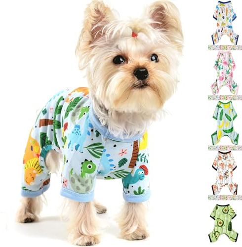 Dinosaurier-Hunde-Pyjama, weicher Haustier-Welpen, Jammies, niedlicher Hunde-Einteiler für kleine Hunde, Haustiere, Kleidung, Größe M, für Sommer, Frühling
