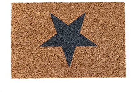 Marissa's Garden & Gift Extra Thick 2cm deep Doormat Indoor/Outdoor | Non Slip Star Design Entrance Welcome Mat (black Star) 60 x 40 x 2cm