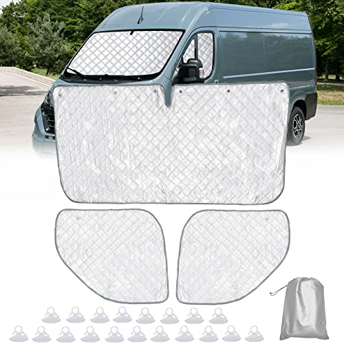LCAUTFR Parasol del Parabrisas para FIAT Ducato Protector de Parabrisas Frontal de la Ventana térmicas internas Protección Solar 3 Piezas Cubierta de Parasol Interna