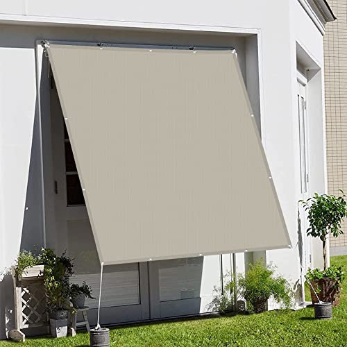 Tenda a Vela Rettangolare 3 x 4 m Rettangolare Impermeabile Antistrappo Tenda a Vela Balcone Recinzione corde di fissaggio con Occhielli per Esterno,Giardino e Terrazza Piscina, Grigio Chiaro