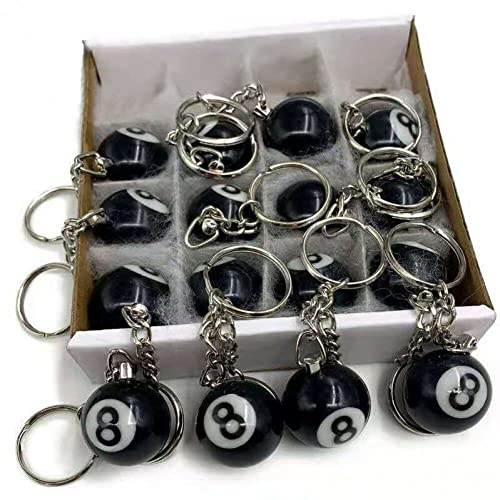 Danlai Billard Ball Keyring, 16pcs Lucky Ball Charm Keychain Nummer Acht Pool Ballschlüsselkette, 25 Mm Durchmesser Ball Keyring Charm Pool Player Geschenk