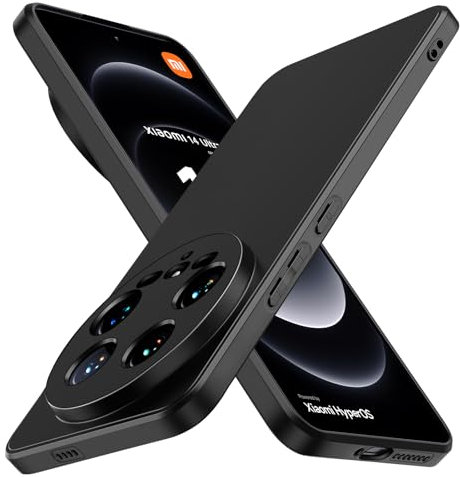 iVoler Cover in Silicone per Xiaomi 14 Ultra con Protezione della Fotocamera, Ultra Sottile Custodia in TPU Morbida Anti-Graffio Antiurto Protettiva Case, Nero