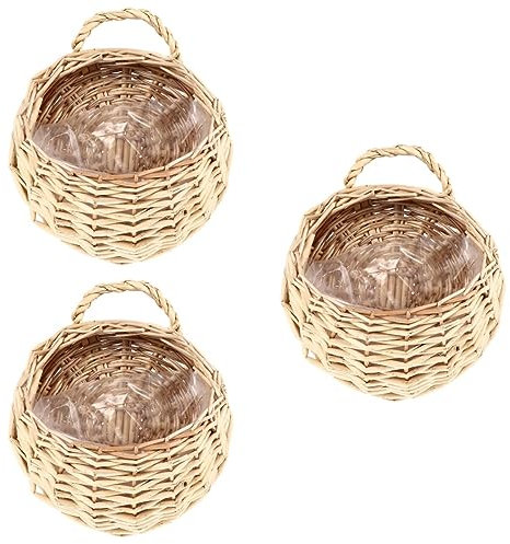 Alipis 3pièces Panier Mural Tissé Osier Pour Décoration Intérieure Rangement Pratique Et Élégant Pour Fleurs Salle De Bain Et Salon