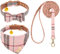 EXPAWLORER Hundehalsband mit Leine - Einstellbarer Hundehalsband mit Tuch Fliege und haltbarer weicher Hundeleine, moderner Halsband und Leine Set für Katze kleine mittelgroße große Hunde, Rosa XS