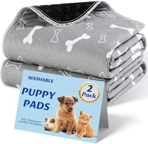 Baodan Puppy Pads Washable, 2 Pack Reusable Puppy Training Pads, Super Absorbent Waterproof Dog Mat Pee Pads for Dogs, Fast Drying Training Pads for Home, Car, Travel - 60x60 cm
