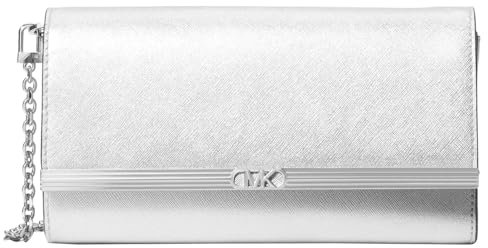 Michael Kors Mona Large Clutch, Silberfarbene Metallteile/Silber, One size