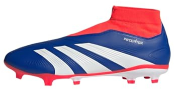 adidas Unisex Predator League Laceless Football Boots Firm Ground, Lucid Blue/Cloud White/Solar Red, 44 EU