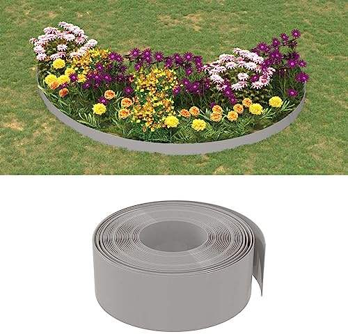 Rasenkante Grau 10 m 20 cm Polyethylen, LAPOOH Beetumrandungen, Beeteinfassung, Grabumrandung, Zaun Garten, Beetabgrenzung, Beetzaun