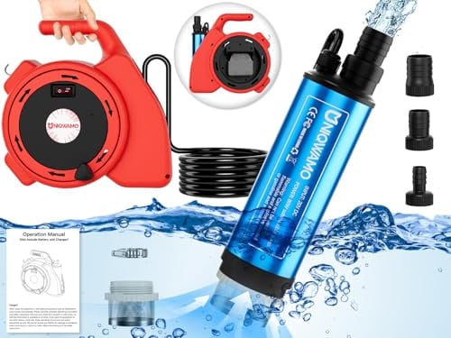 Uniqwamo Portable Transfer Pump Compatible For Milwaukee 18V Battery, 635GPH, 120W Battery Powered Water Pump, Submersible Water Pump for Garden, Camping, Kiddie Pool, Fish Tank