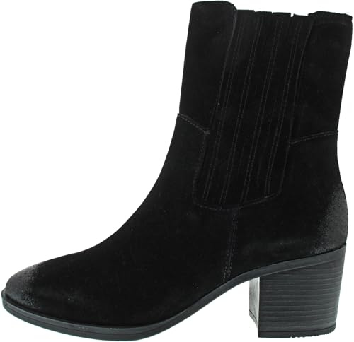 MARCO TOZZI Damen Chelsea Boots aus Leder mit Absatz, Schwarz (Black), 41 EU