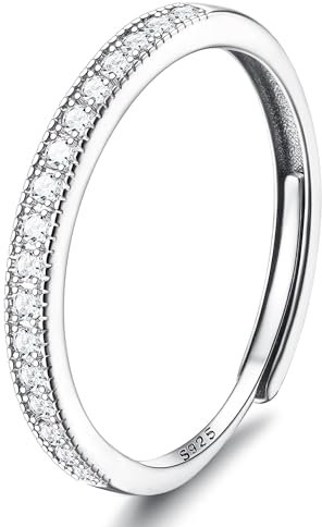 JeweBella Ringe Frauen Silber 925 Verstellbare Ring Damen Silber Zirkonia Ring Verlobungsring Eheringe Trauringe Fingerring Promise Ring Silber 925 Damen Schmuck Geschenke Silber