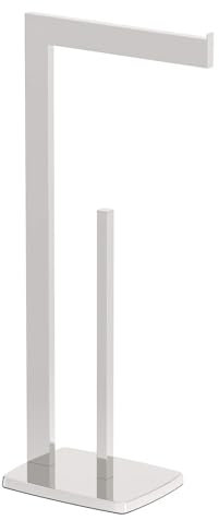BAYSTONE Toilet Roll Holder Freestanding Paper Storage Chrome Bathroom Free Standing Dispenser Square