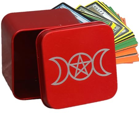 Fellflying Tarot Card Case Box - Tarot Card Iron Box | Portable Iron Jewelry Storage Bin With Moon And Pattern For Game Cards