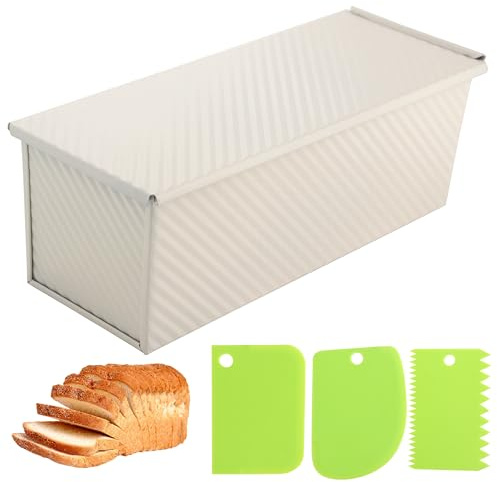 Spmarkt Pullman-Kastenform 33 cm mit Deckel, Antihaftbeschichtung, beige, rechteckige Backform für Sandwichbrot & Toast, leicht zu reinigen, 2,2 lb Fassungsvermögen