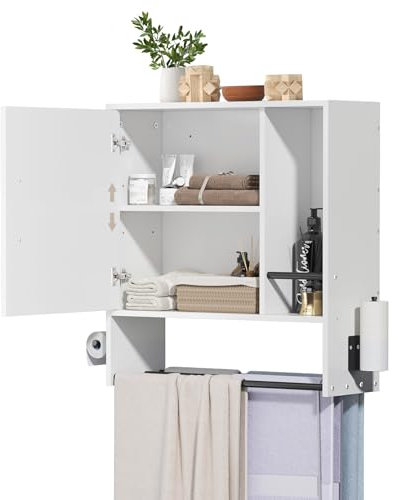 DFENG Hängeschränke für Bad, Badezimmerschrank Hängend mit Offene Fächer, Hangeschrank Wandschrank für Toilette und über Waschbecken, Verstellbare Regale Badschrank Küchenschrank Wandmontage