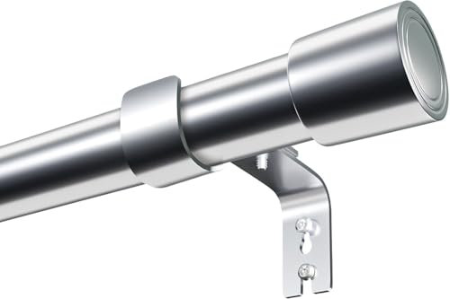 Bastone per tenda con staffe, set di aste per finestra, resistenti, per camera da letto, soggiorno (argento, 60-135 cm)