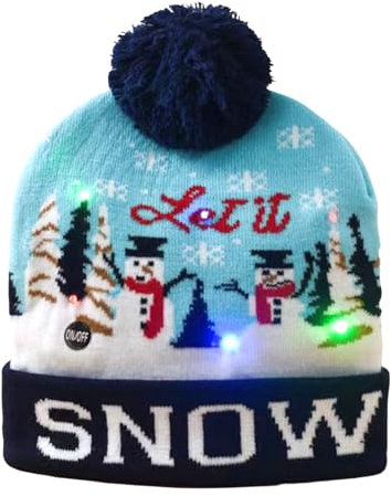 Colexy LED-Weihnachtsmütze LED Leuchten Strickmütze Weihnachten Beanie Mütze Warme Neuheit Weihnachten Hut für Unisex Kinder Erwachsene Weihnachtsfeier Winter Xmas Urlaub Mütze (G)