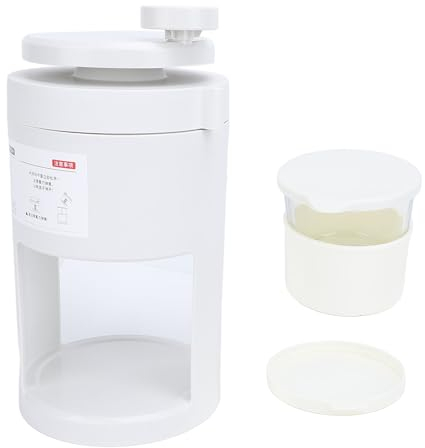 Shaved Ice Machine, Snow Cone Maker Machine with Glass Cup Ice Crusher 40Cr13 Blade Manual Shaved Ice Machine for Home Use