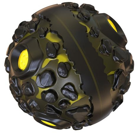 WJUHYGTF Hundeball, Hundespielzeug Ball Für Aggressive Kauer Robuster Hunde Mit Spaß Quietschendem Kicheren Sound Interaktives Wobble Spielzeug Mittleren,Gelb