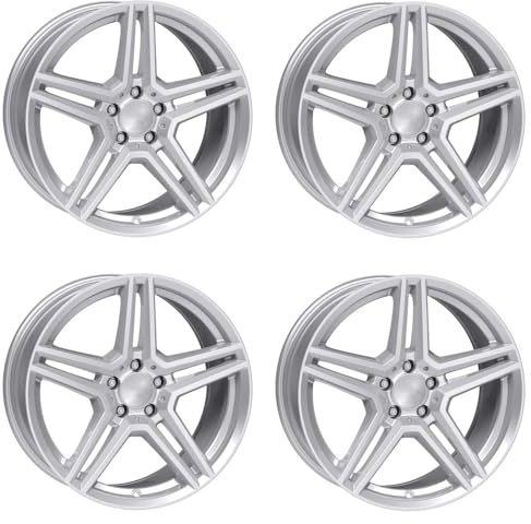 4x Rial Felgen Alufelgen M10 7.5Jx18 ET33 5x112 polar-silber kompatibel mit MERCEDES-BENZ A B C 43 C 450 C43 AMG 4Matic C CLC CLK E GLA 45 GL