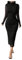 SweatyRocks Damen Figurbetontes Kleid Elegant Midikleid Stehkragen Freizeitkleid Bodycon Bleistiftkleid Mesh Langarm Kleid mit Plissees Schwarz S