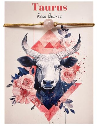 VIE Sternzeichen-Armband, Stier, Rosenquarz