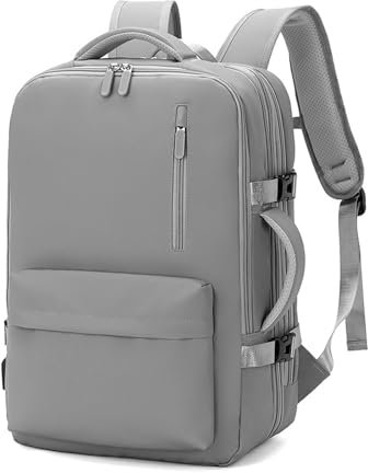 FANDARE Laptop-Rucksack Herren Handtasche 30-40L Reiserucksack Damen Schulrucksack Erweiterbarer Handgepäck Flugzeug Geschäft Arbeiten Schulranzen Reisen Weekender Tagesrucksack Daypacks Grau