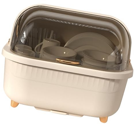 Escurridor de Platos, Escurridor de Platos de Cocina con Tapa Caja de Secado de Platos de Plástico, Escurridor de Platos Multifuncional, Escurridor de Platos, Caja Escurridora
