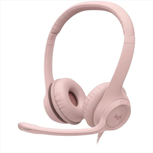 Logitech H390 Wired Headset Noise Cancelling Microphone - Rose (Renewed)