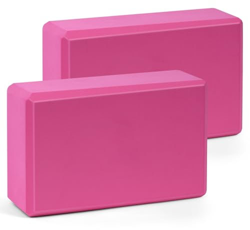 flintronic Yoga Block, Erwachsene Yogablock im 2er Set, Hochdichter Eva-Schaum, umweltfreundlich und leicht, Hartschaum, rutschfest, Ideal für Pilates, Pilates, Meditation (Rosarot)