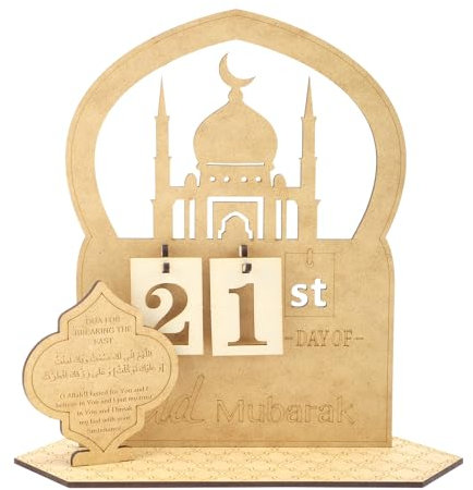 Ramadan Adventskalender, Kreativer Eid-Mubarak Kalender Hölzerner Ramadan Countdown Kalender Eid-Adventskalender für Arabische Muslimische Islamische Feiertagsdekorationen