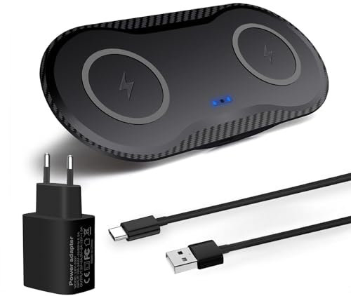 PDKUAI Drahtlos Ladegerät 2 in 1,[Neues Update] 40W Wireless Charger für iPhone 16/16 Pro/15/14/13/12/11/8/Airpods, Dual 20W Schnelle Induktionsladungsmatte für Samsung Galaxy/Buds3-mit Stecker