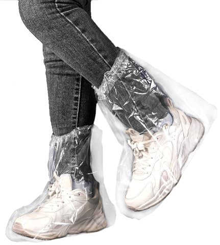 10 Pairs Shoe Covers Boot Covers Disposable Non-Slip Waterproof Shoe Covers, Thickened Waterproof Shoes Covers, Plastic Boot and Shoe Covers for Men and Women (Transparent)