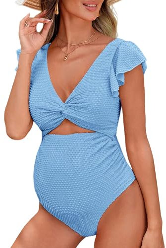 FEOYA Maillots de Bain Femme Maternité Élégant Réglable Plage Mode Bikini pour Femmes Enceinte XL