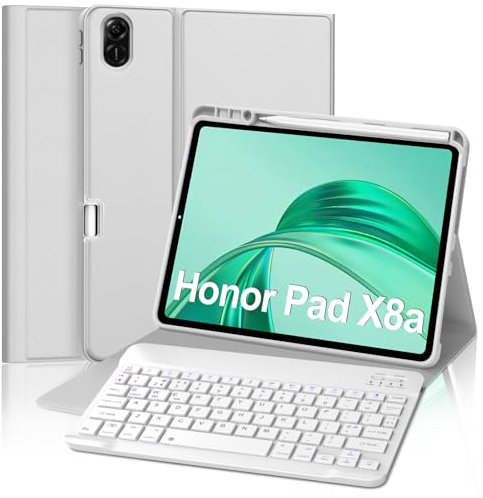 FOGARI Honor Pad X8a 11 inch 2024 Keyboard Case, Honor Pad X8a Wi-Fi Tablet Bluetooth Magnetic Detachable UK Layout Keyboard Case, Grey