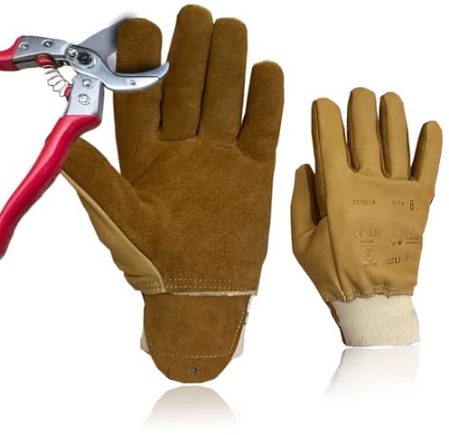 Guantes anticorte de piel francesa – Forro KEVLAR para protección de espinas zorzas – Jardinería Industria y Bricolaje – Manipulación de púas o piezas afiladas – Certificado EPI