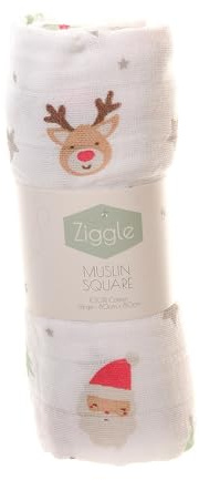 Ziggle Muslin Cloths for Baby, Luxury Large Muslin Squares 70x70 | Thick, Absorbent & Breathable Cotton | Newborn Essentials & Baby Muslins Blanket Gift (Red & White)