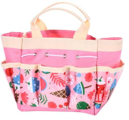 Colcolo Garden Tool Bag Tote Oxford Cloth Multipurpose Organization Organizer Hand Tool Storage Bag for Indoor Yard Outdoor Gardener, Pink