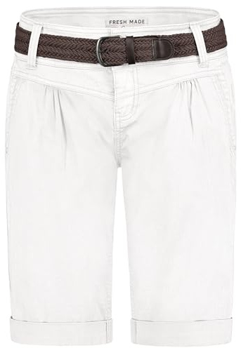 FRESH MADE Damen Bermuda | Baumwolle | Regular Fit | unifarben | atmungsaktiv | Reißverschluss | modisch-Style | ideal für Casualmode