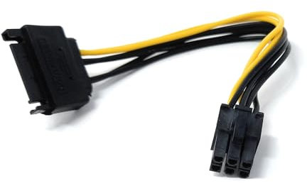 20cm SATA to 6-Pin PCIe Power Adapter Cable – 15-Pin SATA Male to 6-Pin GPU Connector for Graphics Cards, SSDs, and HDDs
