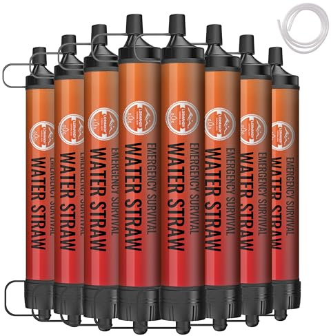 Lormandy Straw Water Filter 8 Pack - Outdoor Camping & Hiking Survival Gear
