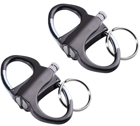 2 Stück Metall-Feuerzeug, Forever Lighting Feuerzeug, Schlüsselanhänger, Metall-Schlüsselanhänger, unbegrenzt, wasserdicht, Stick-Schlüsselanhänger für Outdoor, Camping, Schwarz